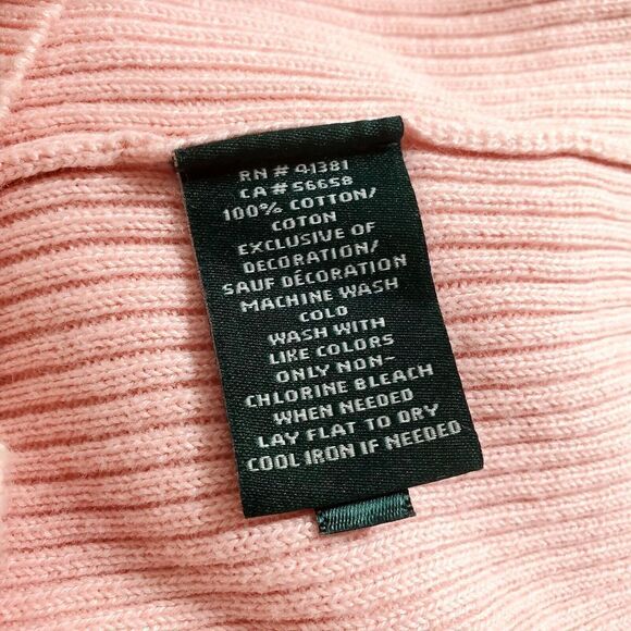 Lauren Ralph Lauren Womens Pink Turtleneck Sweater Size M LRL VTG 90s Cotton - Picture 9 of 10